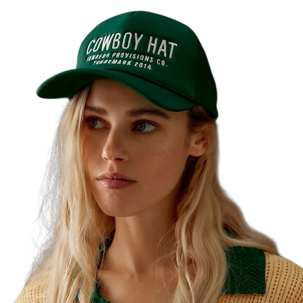 Free People x Sendero Cowboy Hat Trucker Cap Green Snapback NWT